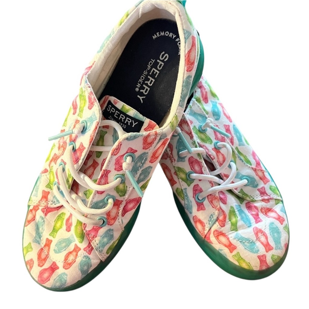 Sperry Kids Top-Sider Preppy Fish Sneakers Vibrant Casual Memory Foam, Size 3